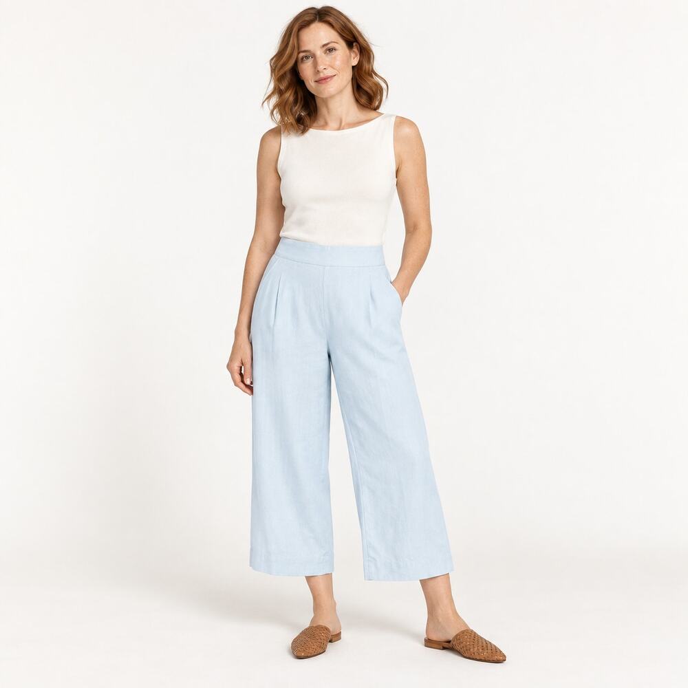Madewell Pull On Straight Crop Linen Blend Casual Pants US Women's 4 New